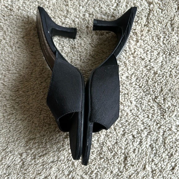 White Stag Y2K Kitten Heel Black Open Toe Slip On Shoes Size 8 - Picture 8 of 11